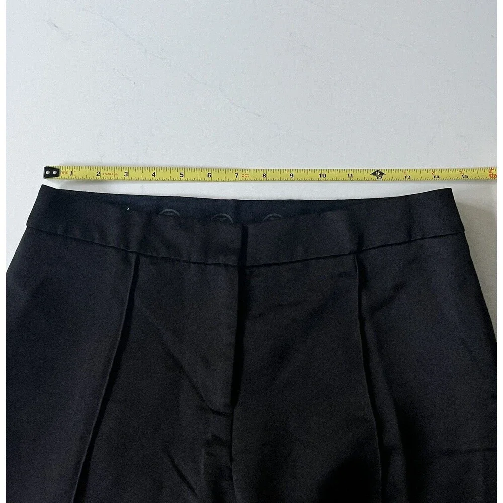 Tory Burch Black Cotton Silk Pintuck Trousers Flare Leg Size 2